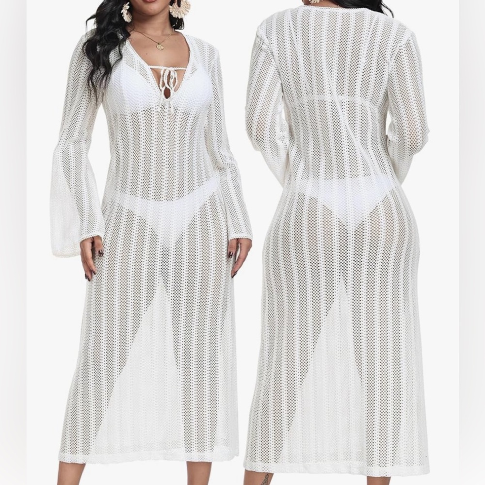 Full length, crochet style swim cover-up
